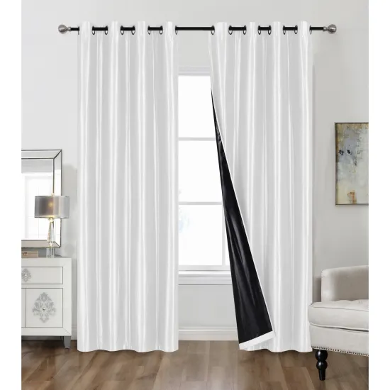100% Blackout Curtains, 84 Inch Thermal Insulated Drapes with Black TPU Backing