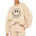 Kvinnors överdimensionerade fleece smiley jumperjacka