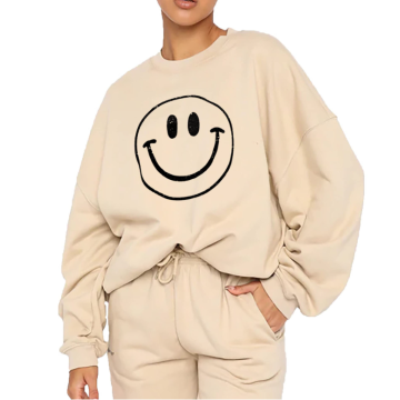 Women`s Oversize Fleece Smiley Jumper Jacket