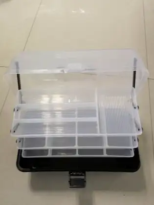 Plastic Fish Tackle Box 3-Tray Fishing Bait Organizer Case