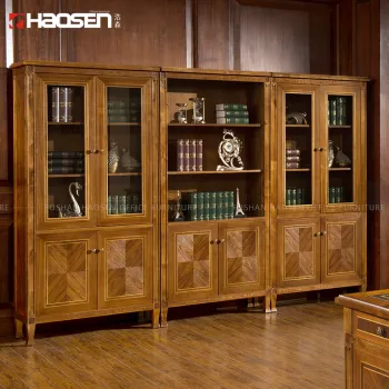 HAOSEN Retro 0820A 2-Door Wooden Cabinet - Storage Bookcase for Office & Home