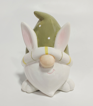 Green Left Tilt Hat Mini Bunny Resin Ornament