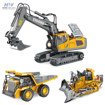 1/20 Scale 2.4GHz 11CH RC Excavator & Bulldozer Construction Truck with Lights and Music