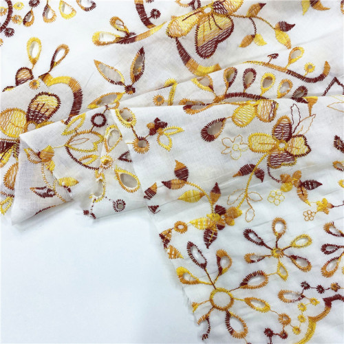 Vivid Summer Cotton Lace Embroidery Fabric