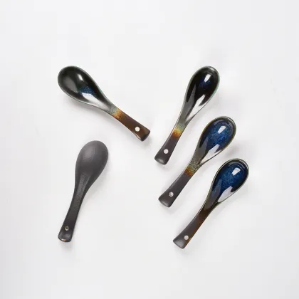 Japanese Ceramic Ramen Spoon - Gradient Blue