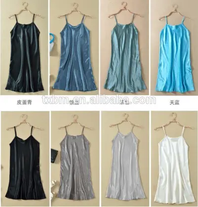 Pure 100%mulberry silk skirt with shoulder-straps, ladies silk dress