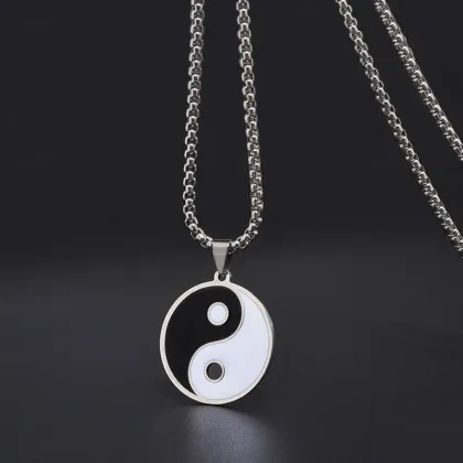 2024 Stylish Stainless Steel Men's Tai Chi Pendant Necklace: Retro & Ethnic Wholesale Collection