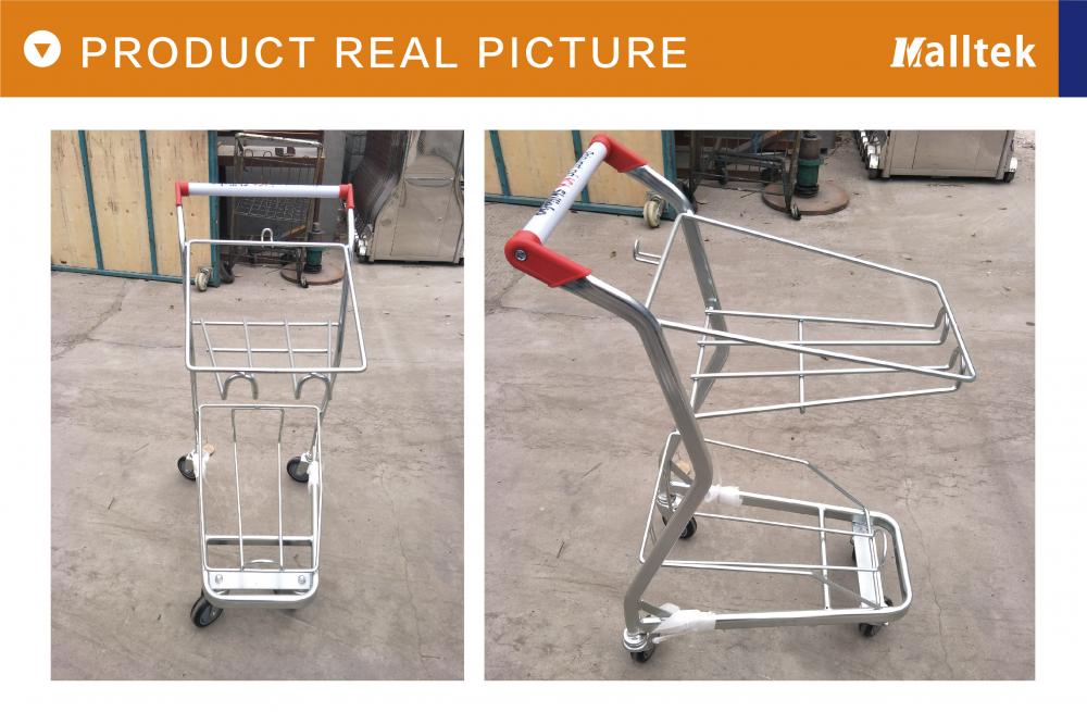 Metal Supermarket Double Shopping Basket Trolley