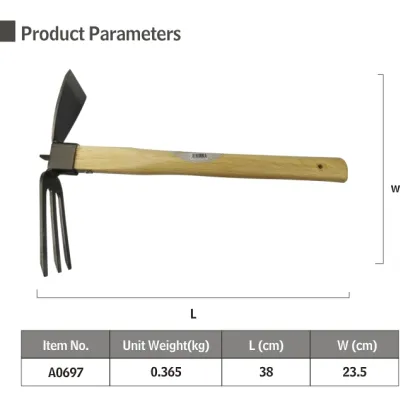 Wood Handle Carbon Steel Two-Way Hoe Rake 2-in-1 Garden Tool