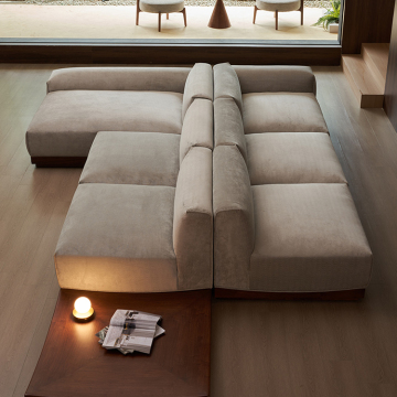 Italien Minimaliste North American Black Black Nut Sofa avec appuie-tête en cuir: une combinaison artistique en bois massif