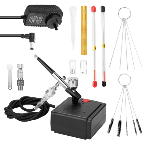Professional Airbrush Set for Model Making Art Painting with Air Compressor+Power Adapter+Airbrush+Airbrush Holder+0.2mmneedle
