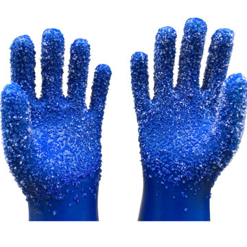 Blaue PVC-Handschuhe mit Chips Baumwollfutter 30cm