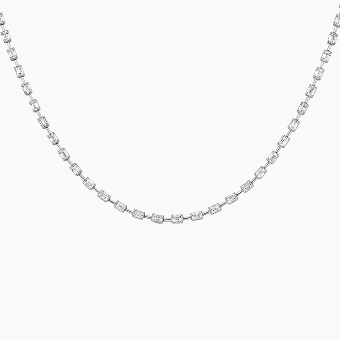 สร้อยคอเพชรห้องปฏิบัติการหรูหราในทองคำ