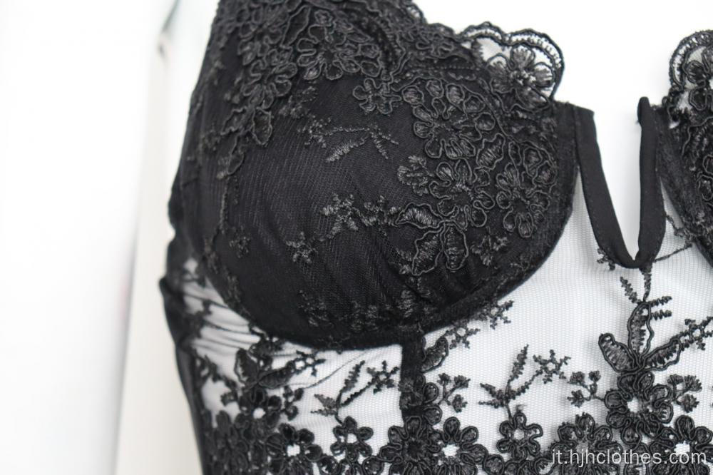 Bralette a gabbia ricamata in pizzo