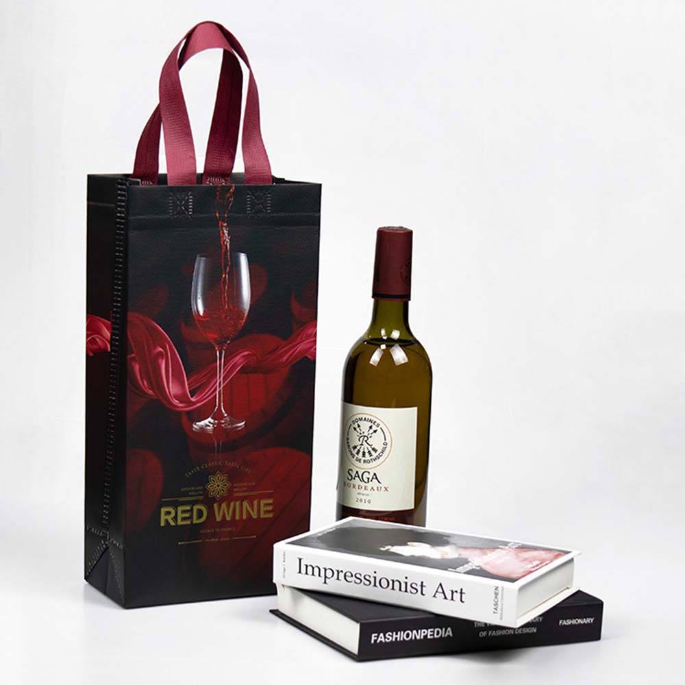 Anpassad logotyp Eco Non Woven Wine Bag