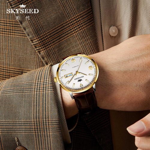 SKYSEED ออโตเมติก เรียล ไดมอนด์ แบบเป็นทางการ นาฬิกาข้อมือ