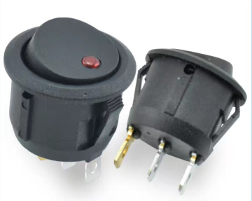High Quality Universal SPST 3 Pin ON/OFF Round Rocker Switch with Dot Light - KCD1-5-101EN
