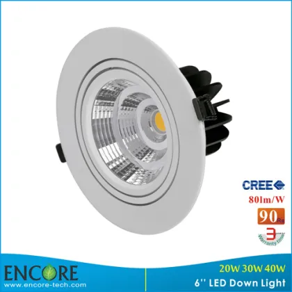 40W 93Ra Dimmable Gimbal 6 Inch CREE High Brightness LED Ceiling Down Light