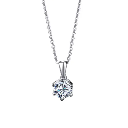 Women's Crown Six Claws Moissanite Sterling Silver Collarbone Necklace