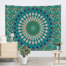 Bohemian Tapestry Mandala Wall Hanging Indian Style Boho Psychedelic Tapestry for Livingroom Bedroom Home Dorm Decor Dark Green