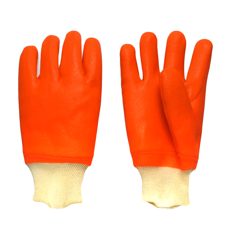 Guantes de PVC fluorecent Sandy Finish White Knit Muñequeras