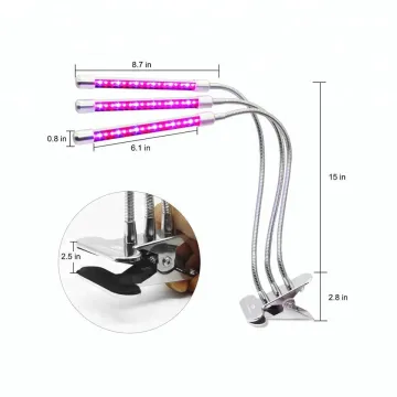 NEW Triple Head LED Grow Light, Desk Clip Lamp with 360 Flexible Gooseneck led grow light