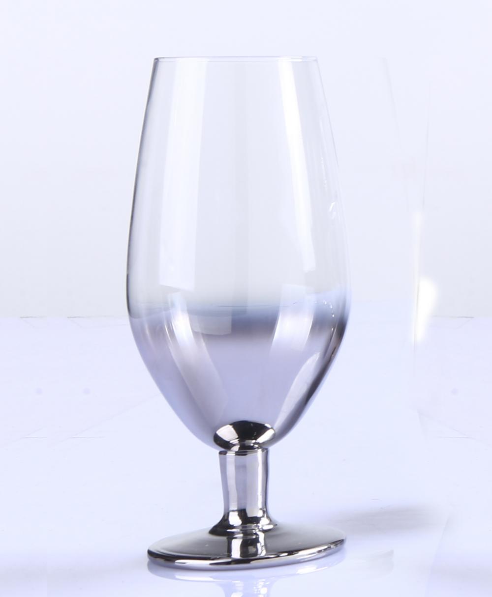 Br 9987 1new Design High Quality Silver Clear Glass Goblet In Bulk