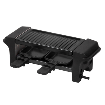 450W Smokeless Indoor Electric Mini Raclette Grill for 2-Person with 2 Small Pans for Cheese or Eggs