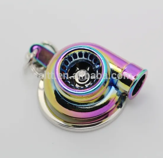 Sleeve Bearing Spinning Turbine Turbocharger Key Chain Ring Keyfob Keyring Key Holder