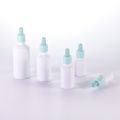 White Glass Bottle For Serum With Green Dropper