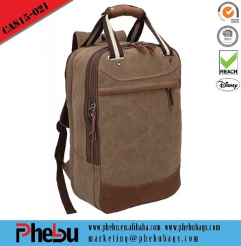 Multifunction Outdoor waxed canvas backpack with handle