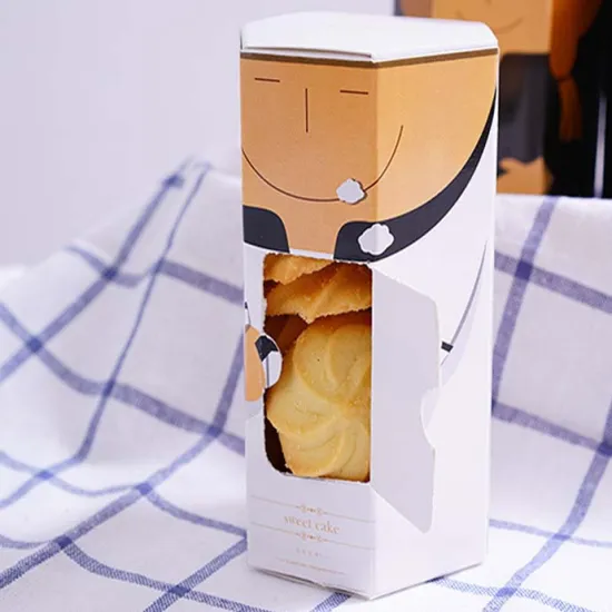 Luxury Hexagon Cute Cookies Box Packaging with Window
