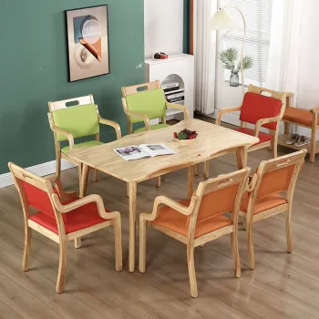 Aged-Friendly Solid Wood Dining Room Chair with Armrest for Nursing Homes and Apartments