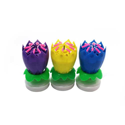 Lotus Rotation Music Happy Birthday Cake Candle