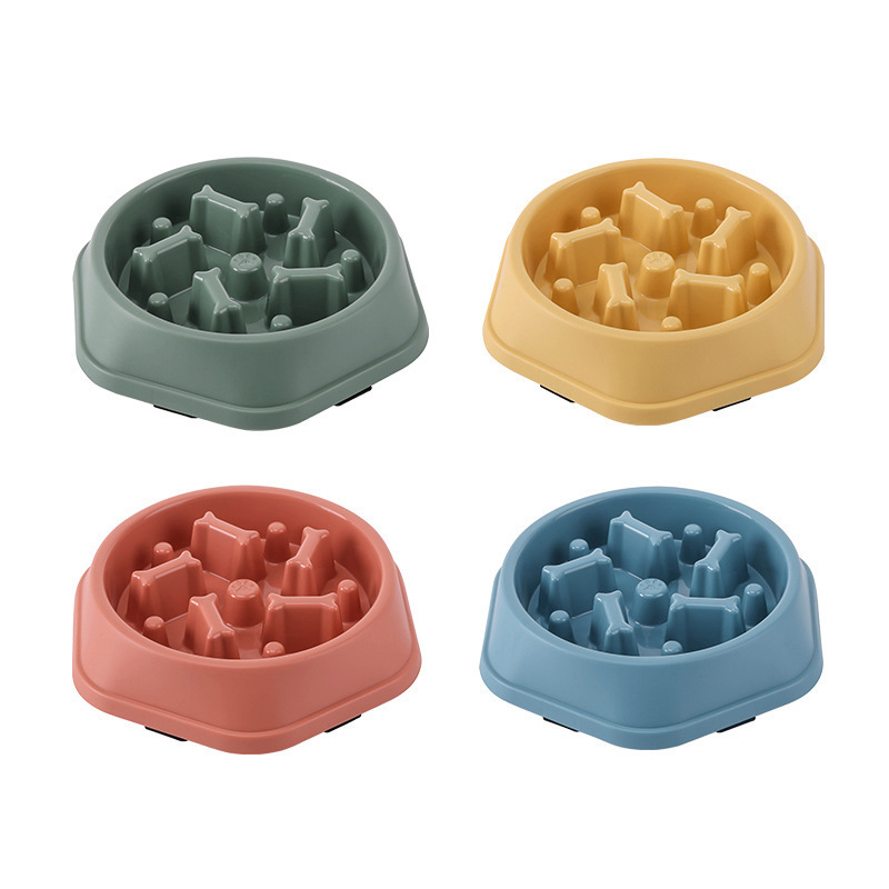 Plastic Bone-Shaped Slow Feeder Dog Bowl