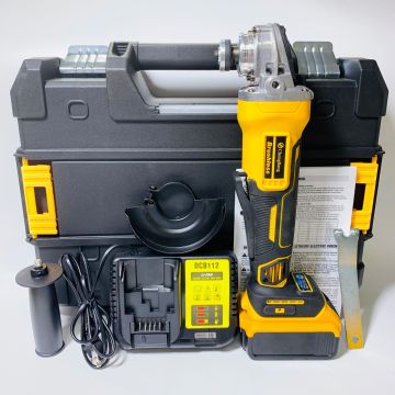 Moulin à angle électrique jaune 125 mm: machine de polissage sans fil avec chargeur de batterie au lithium d'origine Dewalt