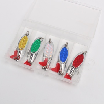 5pcs/Box Long Gussguss -Metallfischerlöffel für Fluss Jigging Lures