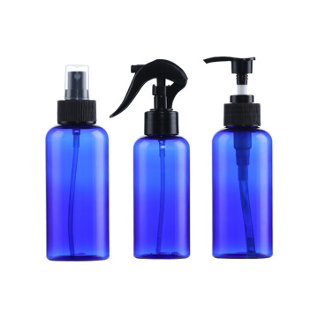 Blue PET 200ml Round Shoulder Plastic Bottle with Emulsion Pump Nozzle - Ideal for Alcohol Disinfection Spray