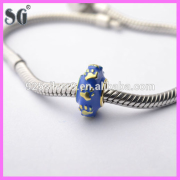 Bulk buy from china 18K Plating Handprints Blue Enamel Silver Charms Fits For European Bracelets & Necklaces& Pendants