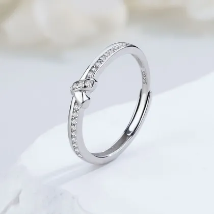 925 Sterling Silver Love Knot Promise Ring - Fashionable Men's and Women's Band Jewelry