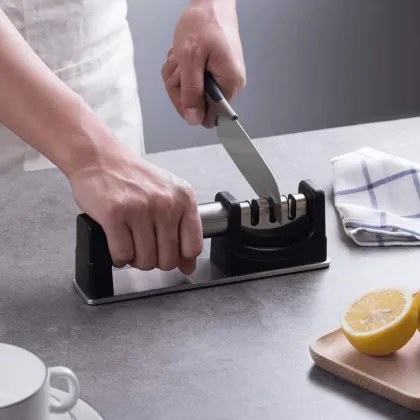 Home Kitchen Abrasive Tools: Three-Stage Knife Sharpener