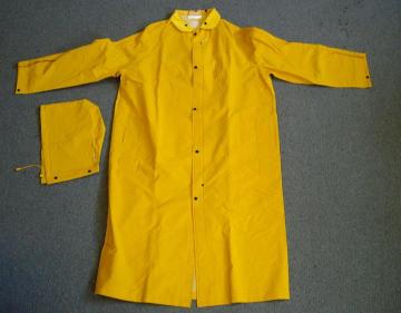 Heavy-Weight PVC Over Polyester Detachable Hooded Raincoats
