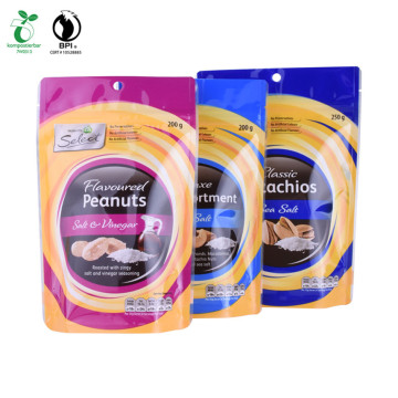 Custom Zipper Stand Up Plastic Biodegradable Food Packaging Pouch Bag With Window