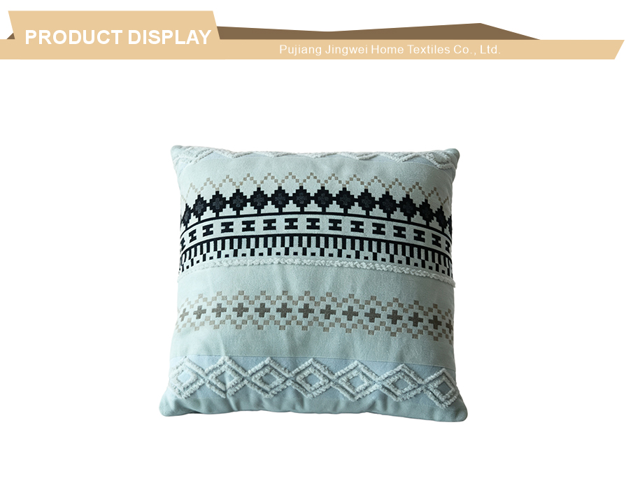 Pale blue boho woven decorative bolster