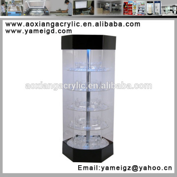 Rotating floor standing sunglasses display acrylic sunglass display stand with light