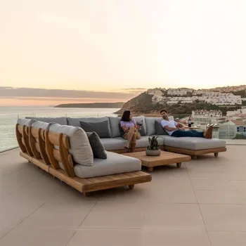 High Quality Teak Solid Wood Sofa Set for Courtyards, Gardens, and Hotels