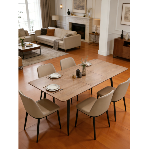 Современный выдвижной деревянный обеденный стол для семейных встреч