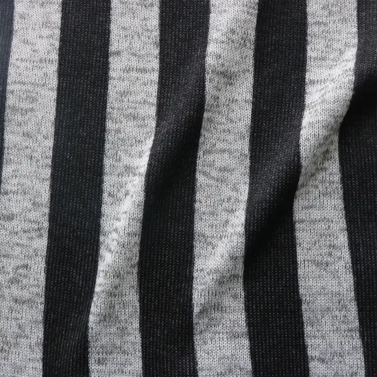 100% Polyester Stripe Pattern Cationic Dye One Side Brushed Weft Knitted Loose Fleece Fabric for Coat Home Textile