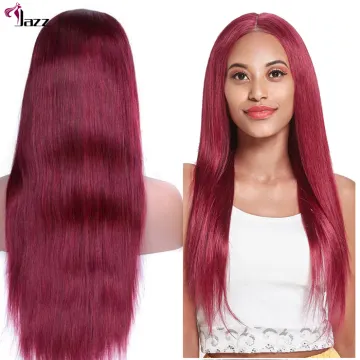 straight 1b 99j lace closure wig, 99j burgundy red color customized 100% virgin human hair lace front wig