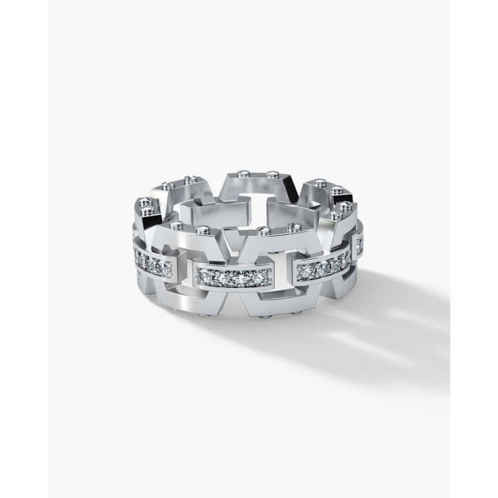 White Gold Lab Diamond Link Chain Ring
